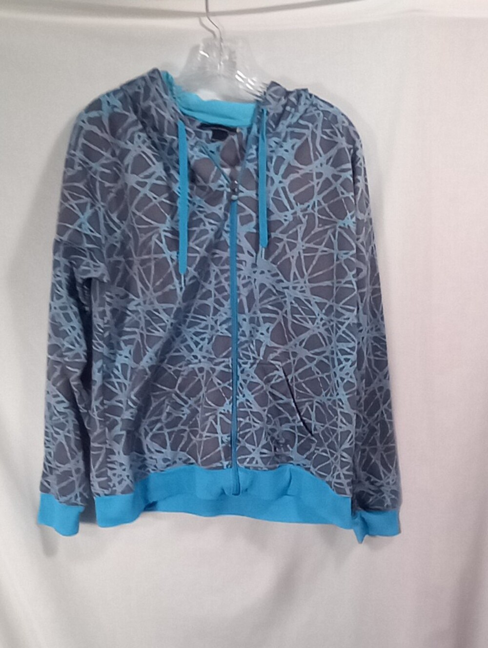Under Armour Teal Gray Abstract Design Semi-fitted Full Zip Hooded Jacket Sz XL